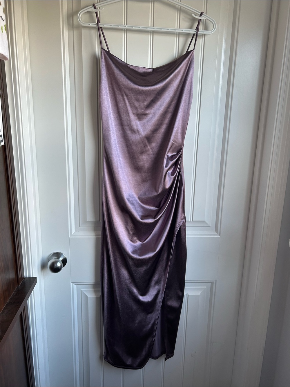 Eclipse Shimmery Purple Satin Slip Dress